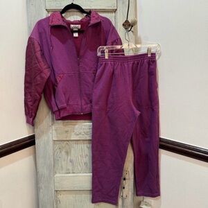 🔥 Vintage Purple 2 Piece Set Quilted Sweatshirt and Sweatpants